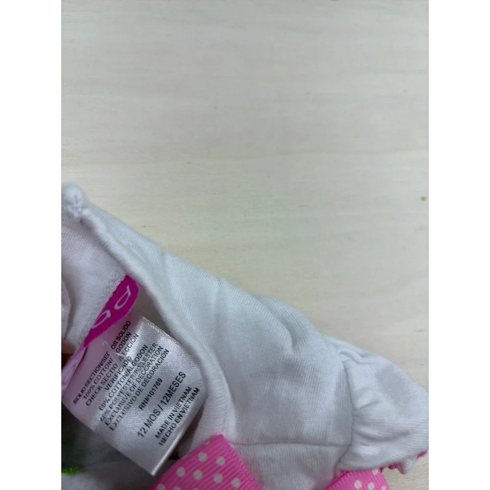 Vintage Good Lad Baby Girl Pink Gingham Floral Embroidered Jumpsuit Bows12 Month